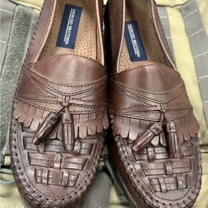 Giorgio Brutini Woven Brown Leather Loafers